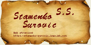 Stamenko Surović vizit kartica